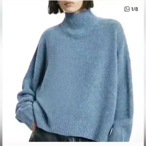 All Saints Asha Blue Wool Sweater Size L